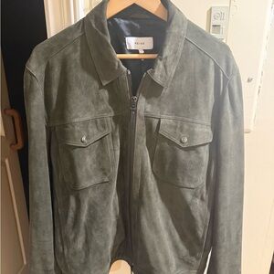 Reiss Olive Suede Shirt Jacket